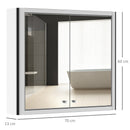 kleankin Bathroom Mirror Cabinet Wall Mounted Storage Cupboard with Double Door and Shelf, Stainless Steel, Silver Shelves