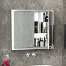 kleankin Bathroom Mirror Cabinet Wall Mounted Storage Cupboard with Double Door and Shelf, Stainless Steel, Silver Shelves