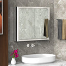 kleankin Bathroom Mirror Cabinet Wall Mounted Storage Cupboard with Double Door and Shelf, Stainless Steel, Silver Shelves