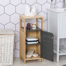 Bamboo 4-Tier Narrow Bathroom Cabinet Grey