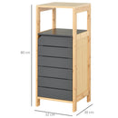 Bamboo 4-Tier Narrow Bathroom Cabinet Grey