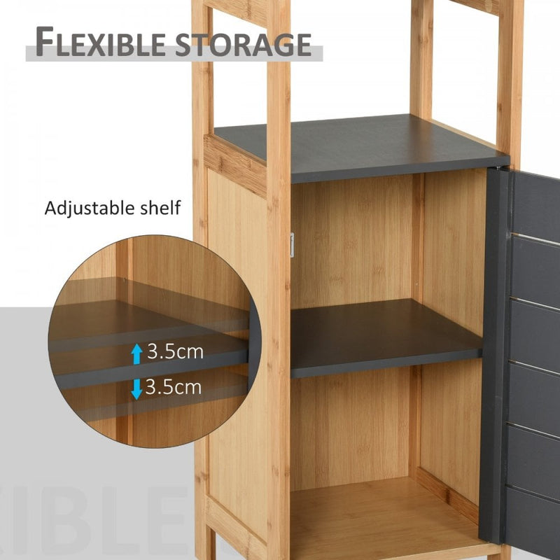 Bamboo 4-Tier Narrow Bathroom Cabinet Grey