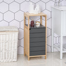 Bamboo 4-Tier Narrow Bathroom Cabinet Grey