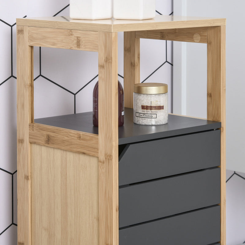 Bamboo 4-Tier Narrow Bathroom Cabinet Grey