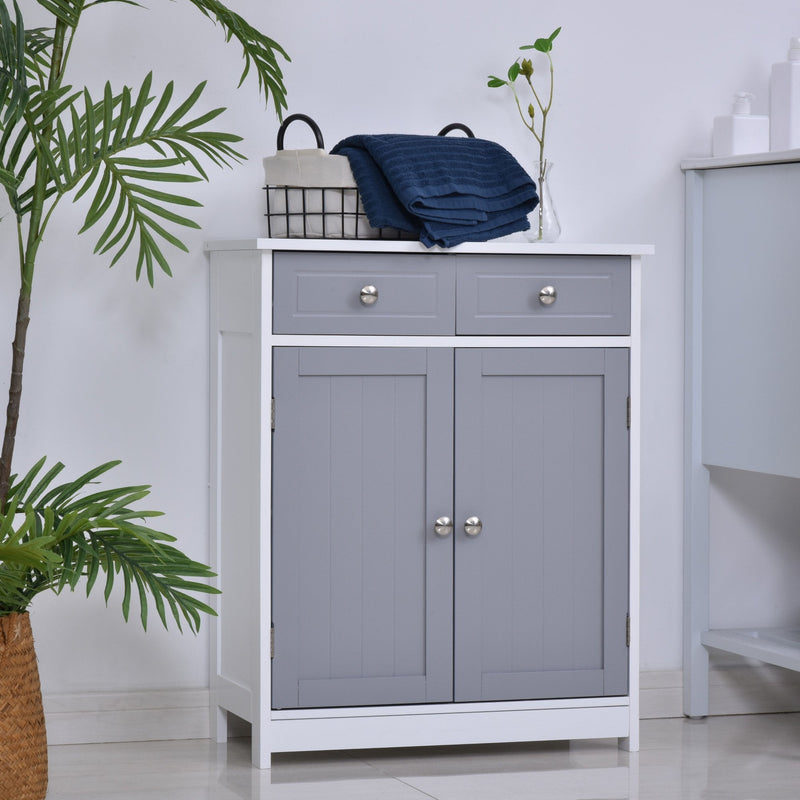 kleankin MDF 2-Drawer Bathroom Cabinet Bathroom Freestanding Cabinet Grey
