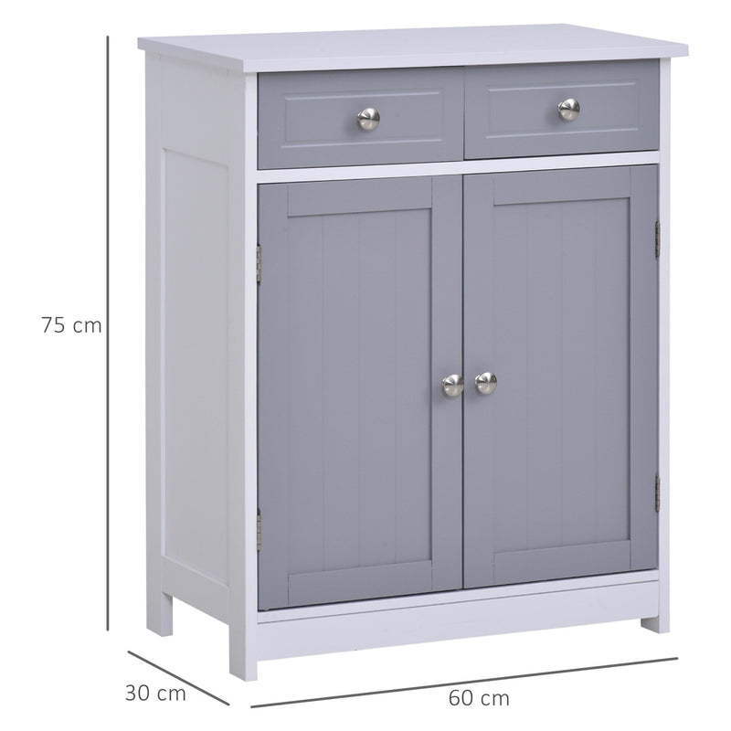 kleankin MDF 2-Drawer Bathroom Cabinet Bathroom Freestanding Cabinet Grey