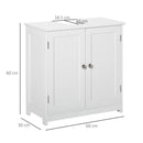 Kleankin 60x60cm Under-Sink Storage Cabinet W/ Adjustable Shelf Handles Drain Hole Bathroom Cabinet Space Saver Organizer White Handle