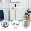 Kleankin 60x60cm Under-Sink Storage Cabinet W/ Adjustable Shelf Handles Drain Hole Bathroom Cabinet Space Saver Organizer White Handle