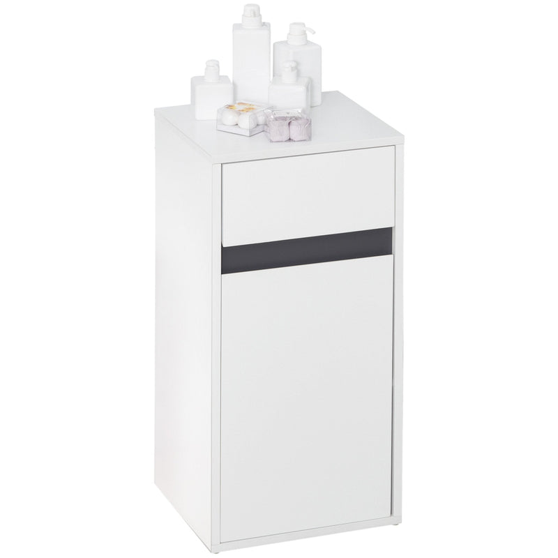 HOMCOM MDF Tri-Compartment Bathroom Storage Cabinet White