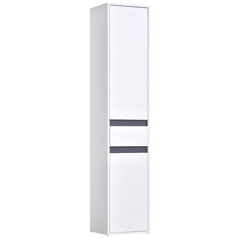 Particle Board Tall Slimline Shelf Cabinet w/ Drawer White