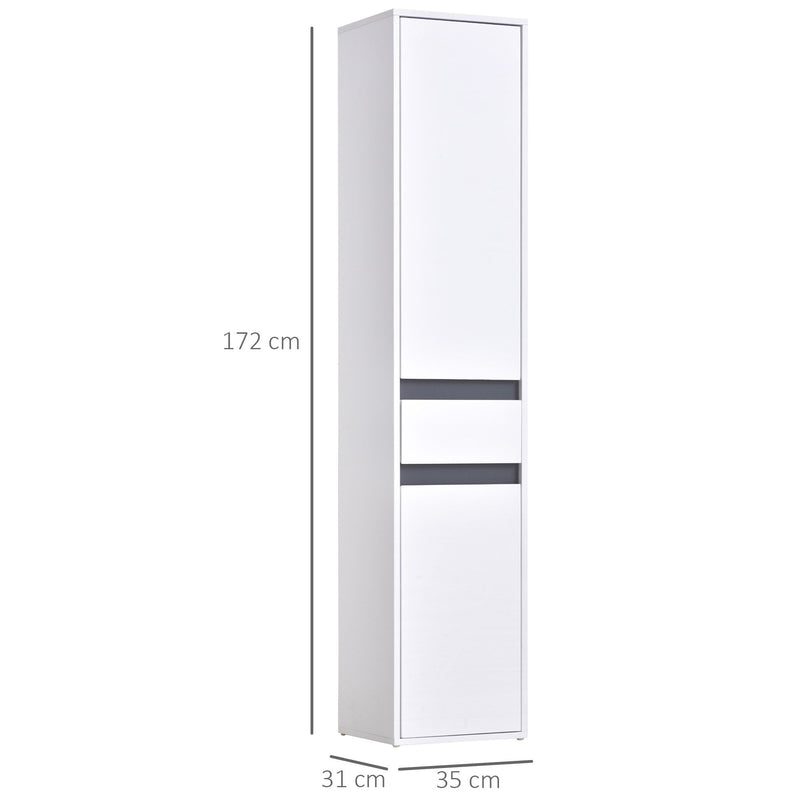 Particle Board Tall Slimline Shelf Cabinet w/ Drawer White