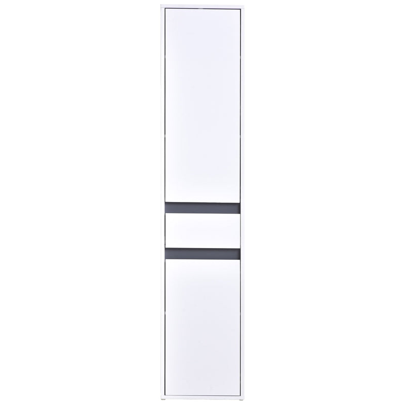Particle Board Tall Slimline Shelf Cabinet w/ Drawer White