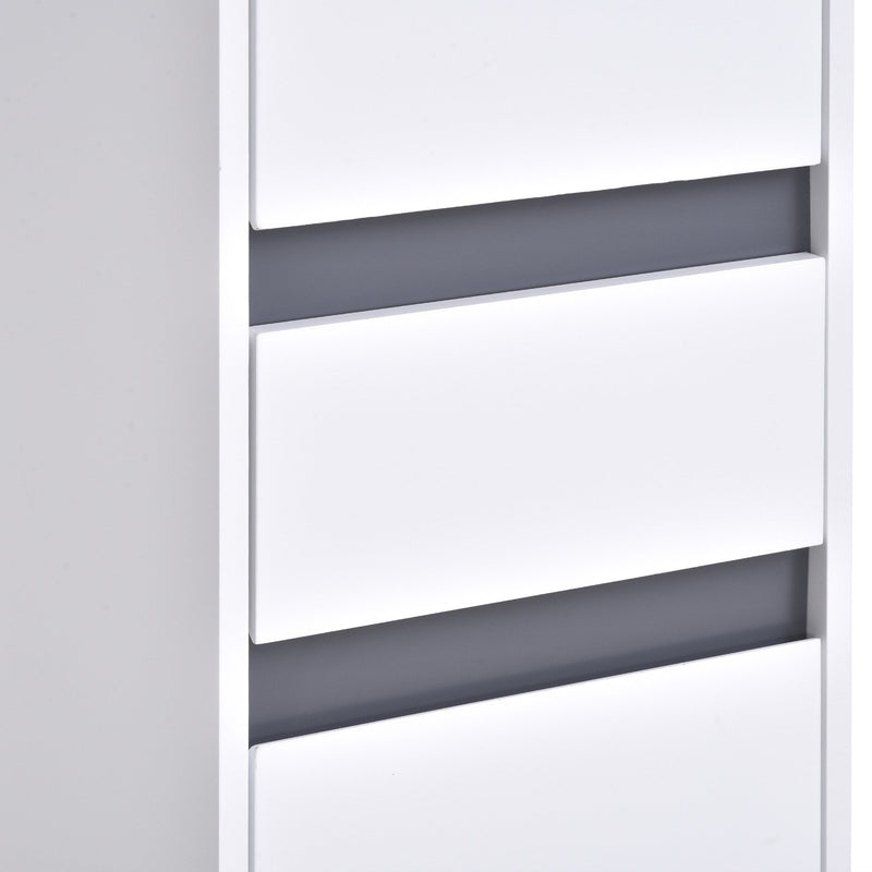 Particle Board Tall Slimline Shelf Cabinet w/ Drawer White