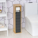 Bamboo Freestanding Tall Toilet Paper Cabinet Grey/Oak