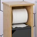 Bamboo Freestanding Tall Toilet Paper Cabinet Grey/Oak