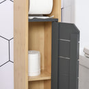 Bamboo Freestanding Tall Toilet Paper Cabinet Grey/Oak
