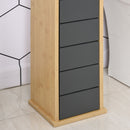Bamboo Freestanding Tall Toilet Paper Cabinet Grey/Oak