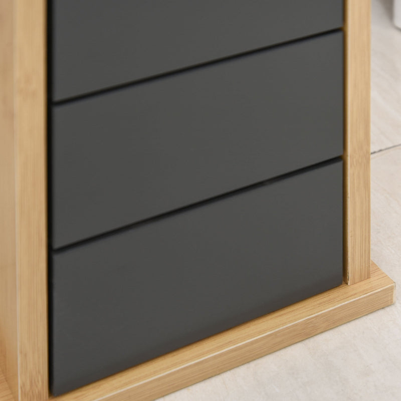 Bamboo Freestanding Tall Toilet Paper Cabinet Grey/Oak