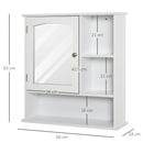 kleankin Wall Mount Mirror Cabinet Bathroom Storage with Open Shelves Adjustable Shelf Single Door Mounted Glass Cupboard