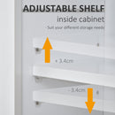 kleankin Wall Mount Mirror Cabinet Bathroom Storage with Open Shelves Adjustable Shelf Single Door Mounted Glass Cupboard