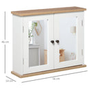 Kleankin Bathroom Mirror Cabinet Wall Mounted Storage Cupboard With Double Door And Adjustable Shelf, White W/