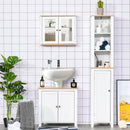 Kleankin Bathroom Mirror Cabinet Wall Mounted Storage Cupboard With Double Door And Adjustable Shelf, White W/