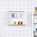 Kleankin Bathroom Mirror Cabinet Wall Mounted Storage Cupboard With Double Door And Adjustable Shelf, White W/