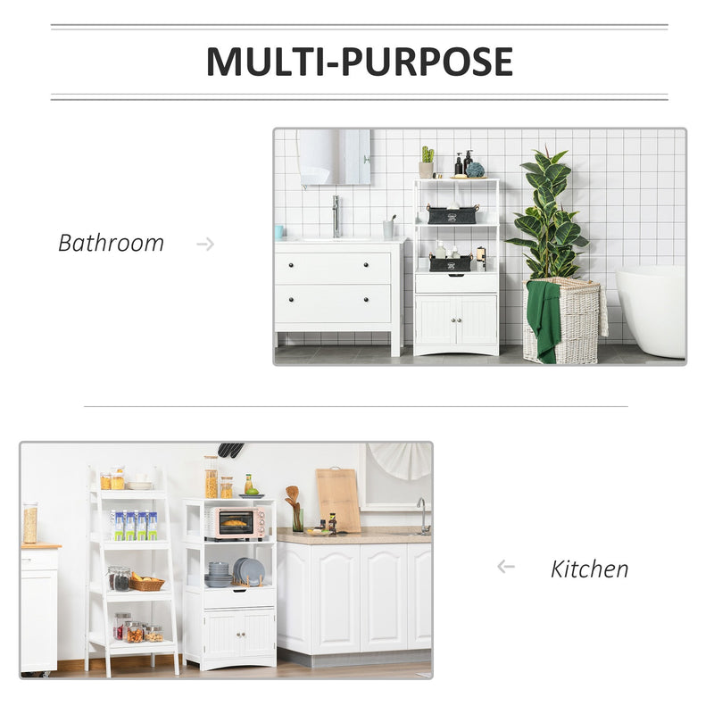 kleankin Bathroom Floor Cabinet, Free Standing Kitchen Cupboard with Shelves, Drawer and Doors, Storage Organizer for Living Room, White Sideboard