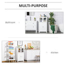 kleankin Bathroom Floor Storage Cabinet with Tempered Glass Doors and Adjustable Shelf, Kitchen Cupboard, Free Standing Organizer for Living Room Entryway, White Unit Cupboard W/ & Shelf