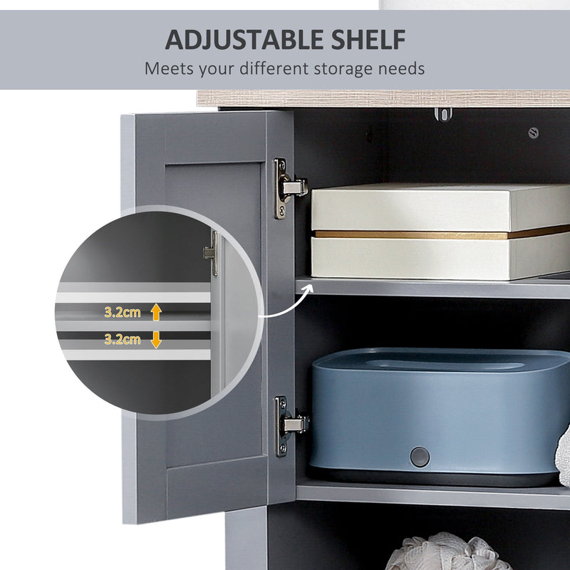 Kleankin Bathroom Under Sink Cabinet, Bathroom Vanity Unit, Pedestal Under Sink Design, Storage Cupboard With Adjustable Shelf, Grey Double Door
