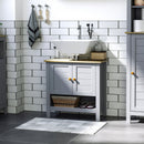 Kleankin Bathroom Under Sink Cabinet, Bathroom Vanity Unit, Pedestal Under Sink Design, Storage Cupboard With Adjustable Shelf, Grey Double Door