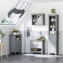 kleankin Bathroom Floor Storage Cabinet Free Standing Unit with Compartment Adjustable Shelf Double-door Design, Free Standing Organizer, Grey W/