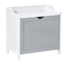 kleankin Bathroom Laundry Cabinet Bin Free Standing Towel Storage Chest with Raised back and Shaker Style Door Box Shoes Stool Hamper Basket