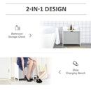 kleankin Bathroom Laundry Cabinet Bin Free Standing Towel Storage Chest with Raised back and Shaker Style Door Box Shoes Stool Hamper Basket