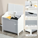kleankin Bathroom Laundry Cabinet Bin Free Standing Towel Storage Chest with Raised back and Shaker Style Door Box Shoes Stool Hamper Basket