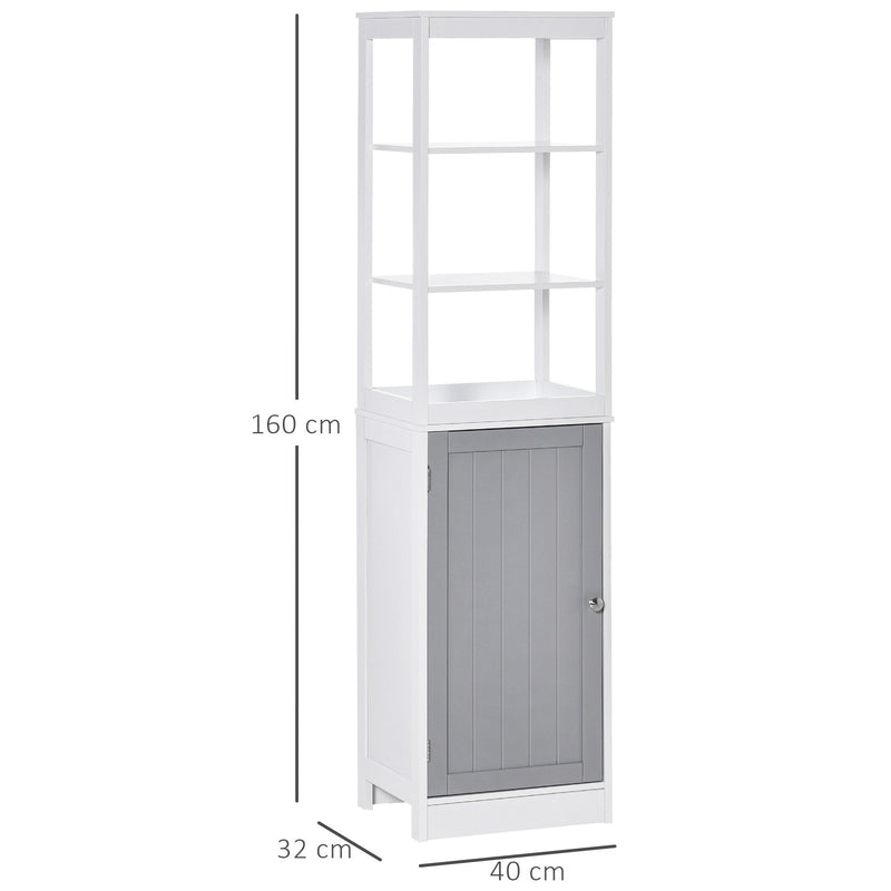 kleankin Tall Bathroom Cabinet Free Standing Slimline Cupboard Tallboy Unit Storage Organiser for Bathroom, Living Room, Kitchen Tower w/