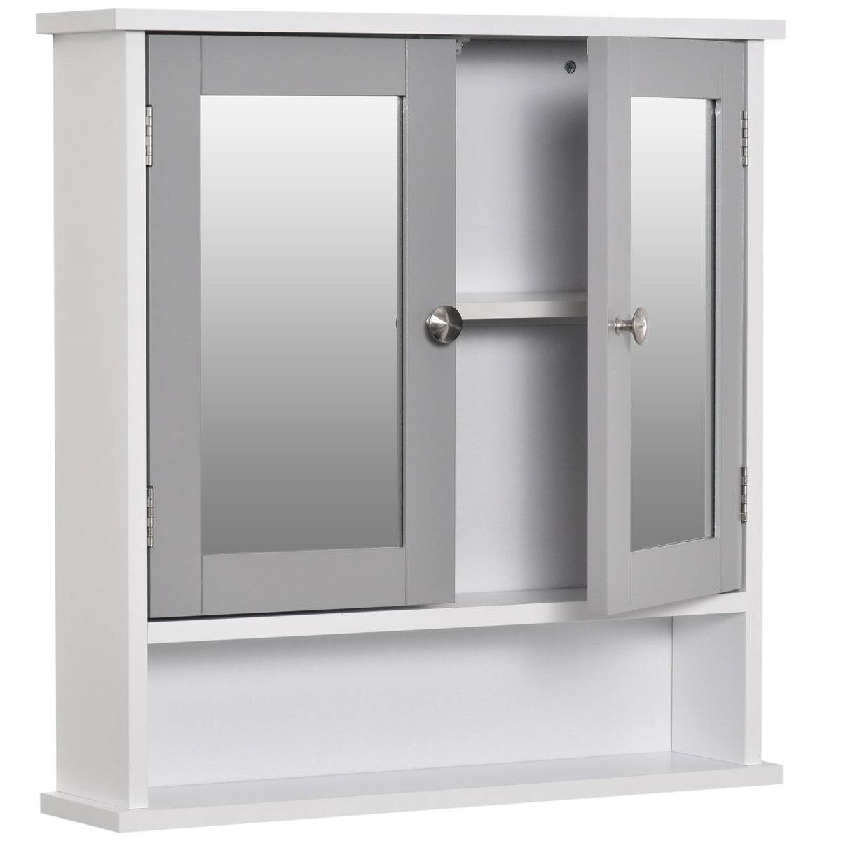 kleankin Wall Mounted Medicine Cabinet with Mirror Wall Mirror Cabinet with 3 Doors and Adjustable Storage Shelves Gray | Canada