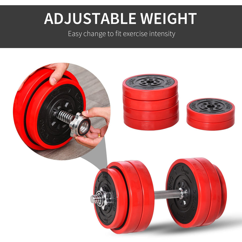 30KGS Two-In-One Dumbbell & Barbell Adjustable Set Strength Muscle Exercise Fitness Plate Bar Clamp Rod Home Gym Sports Area Ergonomic in
