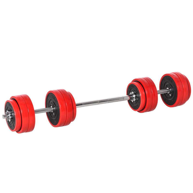 30KGS Two-In-One Dumbbell & Barbell Adjustable Set Strength Muscle Exercise Fitness Plate Bar Clamp Rod Home Gym Sports Area Ergonomic in