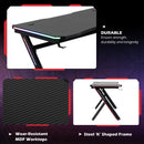 Gaming Desk Computer Table Metal Frame with LED Light, Cup Holder, Headphone Hook, Cable Hole Holder Hook