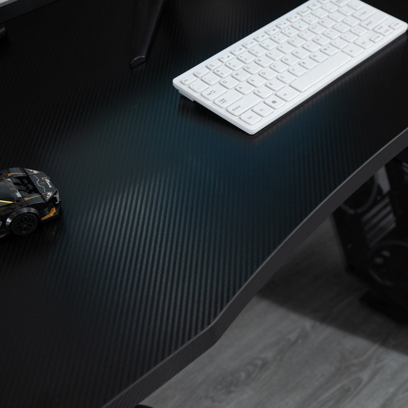 Gaming Desk Computer Table Metal Frame with LED Light, Cup Holder, Headphone Hook, Cable Hole Holder Hook