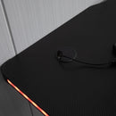 Gaming Desk Computer Table Metal Frame with LED Light, Cup Holder, Headphone Hook, Cable Hole Holder Hook