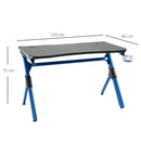 120 Gaming Desk with RGB LED Lights Racing Style Gaming Table with Cup Holder, Cable Management, Blue Office Computer Holder 2