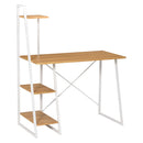 Home Office Computer Desk with 3-Tier Storage Shelves Study Writing Table Workstation for Small Space Natural w/