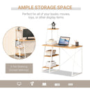 Home Office Computer Desk with 3-Tier Storage Shelves Study Writing Table Workstation for Small Space Natural w/