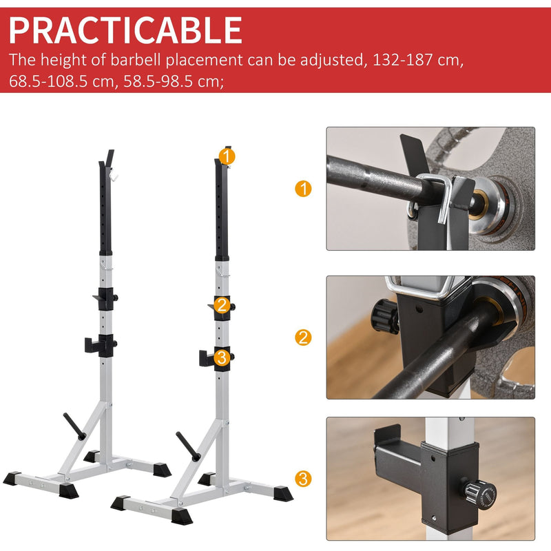 Weights Bar Barbell Rack Squat Stand Adjustable Portable Weight Lifting Suitable For Home Gym Training Work Out