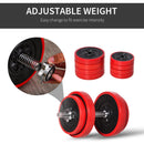 20KGS Two-In-One Dumbbell & Barbell Adjustable Set Strength Muscle Exercise Fitness Plate Bar Clamp Rod Home Gym Sports Area Ergonomic in
