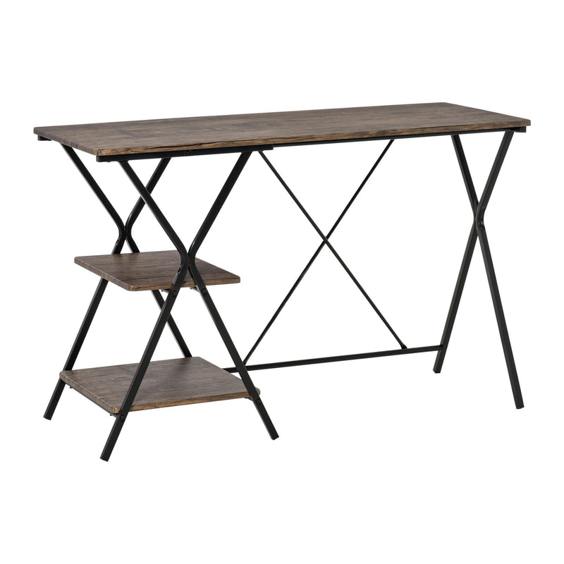 Computer Desk with Shelves, Wood Grain Writing Desk with 2-Tier Storage Shelves Home Office Desk Study Table Work Desk Corner Desk, Brown
