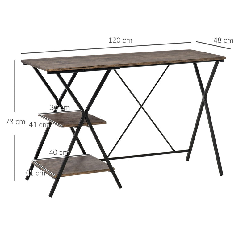 Computer Desk with Shelves, Wood Grain Writing Desk with 2-Tier Storage Shelves Home Office Desk Study Table Work Desk Corner Desk, Brown