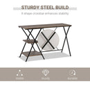 Computer Desk with Shelves, Wood Grain Writing Desk with 2-Tier Storage Shelves Home Office Desk Study Table Work Desk Corner Desk, Brown